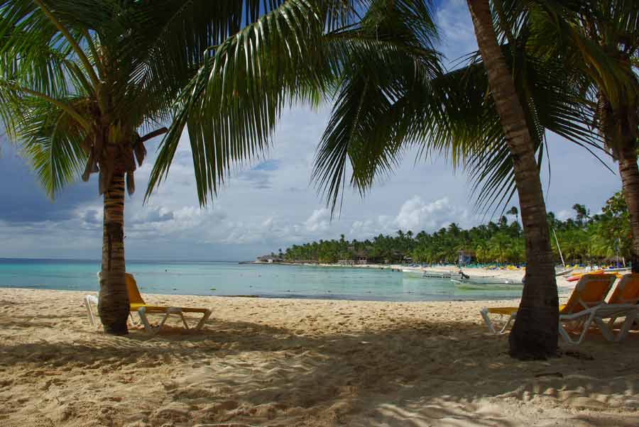 Plage paradisiaque avec palmiers et sable blanc en République dominicaine lors d'un séjour Fram voyage